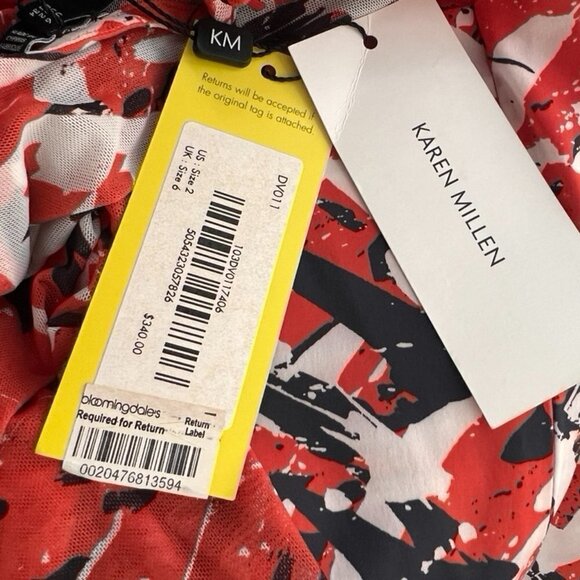 Karen Millen abstract print long sleeve dress size 2 - Picture 5 of 6